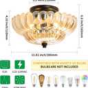 Semi Flush Mount Ceiling Light Fixture Vinatge Black Ceiling Lights Mid Century Modern Glass Close to Ceiling Lighting Fixtures for Bedroom Hallway Foyer Bathroom Kitchen Laundry Room Nursery