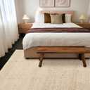 KEMA Jute Cotton Area Rug - 5'x8' Natural Hand Woven Reversible Entry Area Rugs Vintage Farmhouse Bohemian Rectangular Floor Rug for Bedroom, Kitchen, Living Room, Indoor-Outdoor