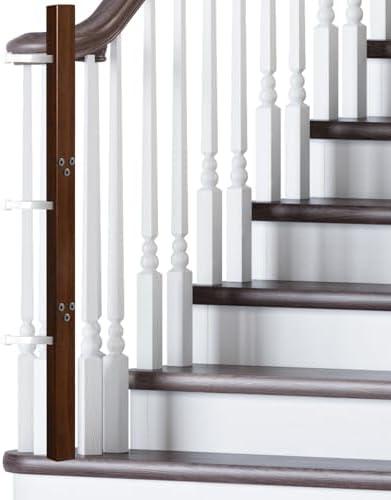 Chunful Universal Baby Gate Banister Adapter Wood No Hole Stairway Banister Adapter Mounting Kit for Pet Fit Round, Square, Irregular Post up to 42" Tall, Gate Not Included (Dark Brown)