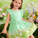 Toddler Kids Girls Easter Bunny Dress 5T 6T Rabbit Egg Hunt Dresses Girl Green Summer Sundress Ruffle Sleeveless Backless Sundresses Holiday Printed Frocks Playwear Size 5 6