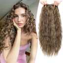 PANEWAY Curly Hair Topper Lightweight, Natural-Looking Hairpiece for Women, Easy Clip-In Hair Extensions for Instant Volume & Coverage (Light Brown Mix Blonde)