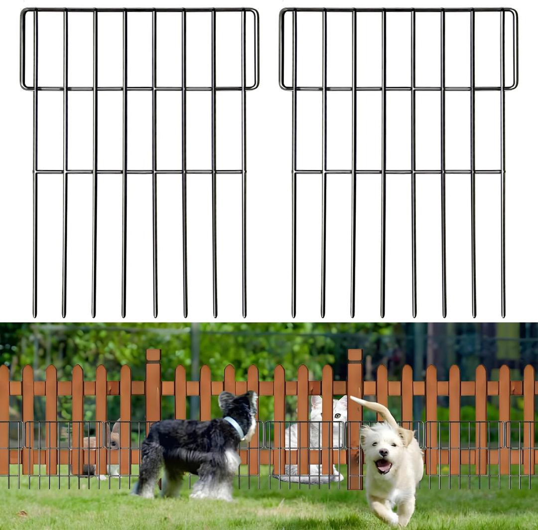 25 Pack Animal Barrier Fence, 17 in(H) X 27 Ft(L) Decorative Garden Fence, Rustproof Metal Wire Garden Border Fence, Dog Rabbits Ground Stakes Fence for Garden