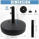 Heavy Duty Umbrella Round Base Stand with Steel Umbrella Holder, Water or Sand Fillable for Outdoor, Patio, Market, Lawn, Garden, 50lbs Weight Capacity, 20inch (Black)