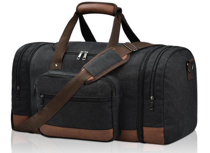 Litvyak Duffle Bag for Travel, 50L Canvas Travel Duffel Bags Overnight Weekend Gym Carry On Luggage Bag for Men & Women(Black)