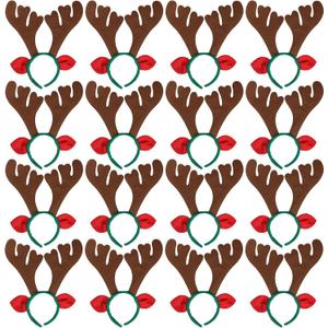 Max Fun 16Pcs Christmas Reindeer Antlers Headband Deer Antler Headbands for Christmas Holiday Photo Booth Props Kid's Party Favors
