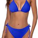 Zonsaoja Women String Bikini Set Halter Side Tie Two Piece Swimsuit Triangle Bathing Suits L