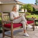 Summsun Outdoor Bench Cushion: Waterproof and Fade Resistant Patio Furniture Cushions - Non-Slip Bench Pad Cushion with Removable Cover for Garden Swing Porch Sofa Settee, 42 x 18 Inch, Burgundy