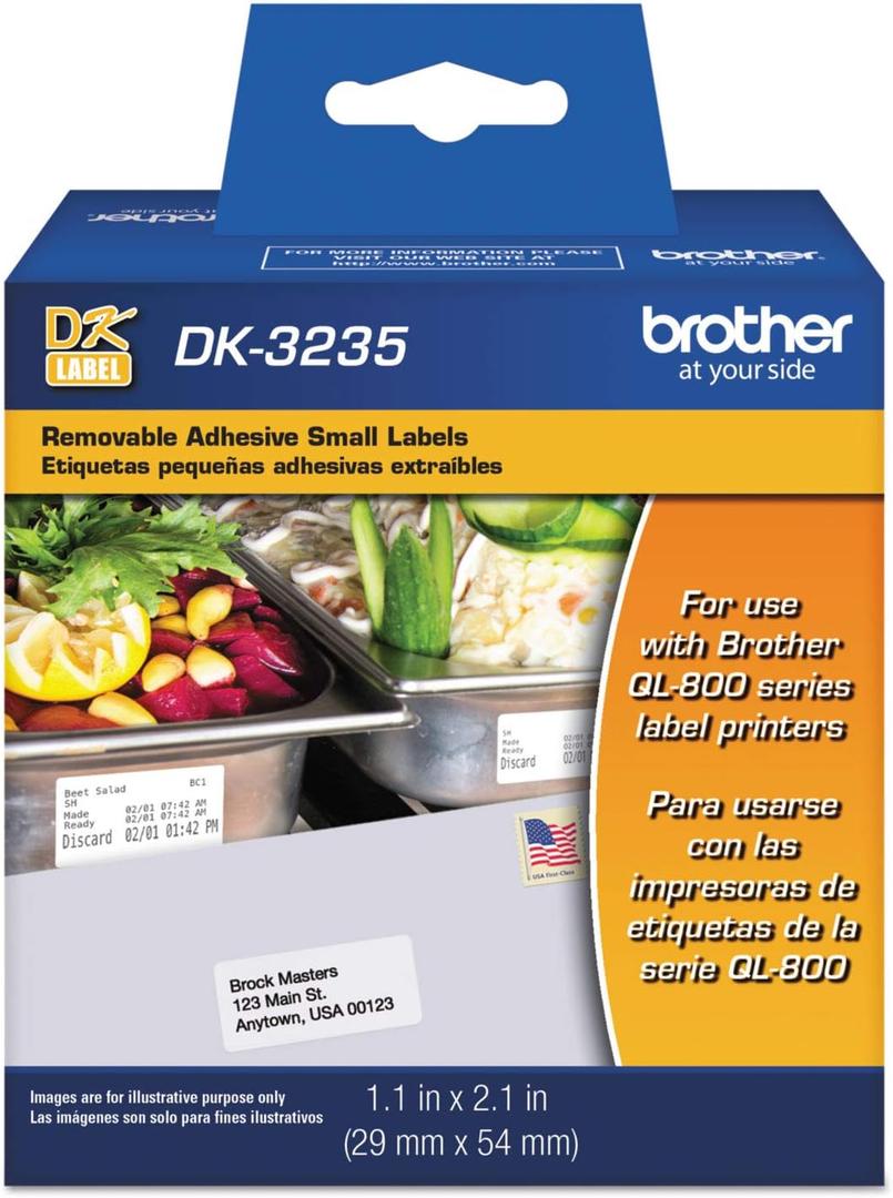 Brother Printer Die Cut Removable Adhesive Small Labels (DK3235), White