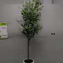 Olive Tree Artificial Indoor, 4ft Tall Silk Faux Olive Tree with White Planter, Artificial Plants with Natural Wood Trunk and Lifelike Fruits for Home Office Decor