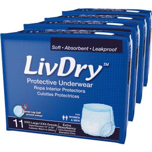 LivDry Adult Incontinence Underwear, Extra Absorbency Adult Diapers, Leak Protection (XXX-Large (44 Count))