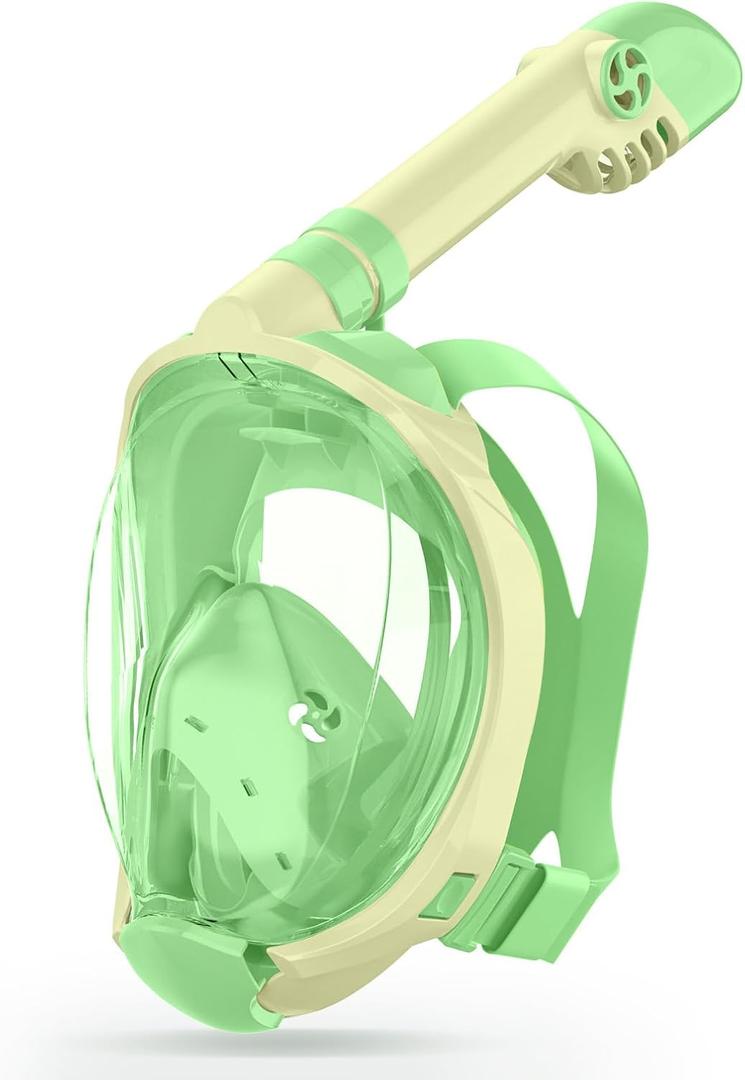 Greatever Snorkeling Gear for KidsIdeal Gifts of Kids Snorkel MaskFull Face Snorkel Mask Kids with Camera MountSafe Breathing for Enchanting Travel (A9-Yellow Green)