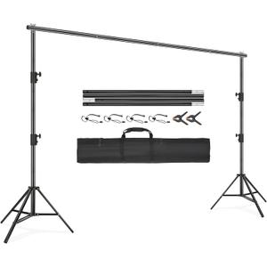 VEVOR 11.5 x 9.6 ft Heavy Duty Backdrop Stand, Height Adjustable Photography Backdrop Stand, Background Support System with 6 Clamps and A Carry Bag, for Party, Wedding, Display, Photo