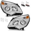 WEELMOTO Headlight Assembly for 2010-2015 Chevy Equinox LS/LT,for 2010 2011 2012 2013 2014 2015 Chevy Equinox LS/LT Headlamp Replacement Chrome Housing Amber Reflector