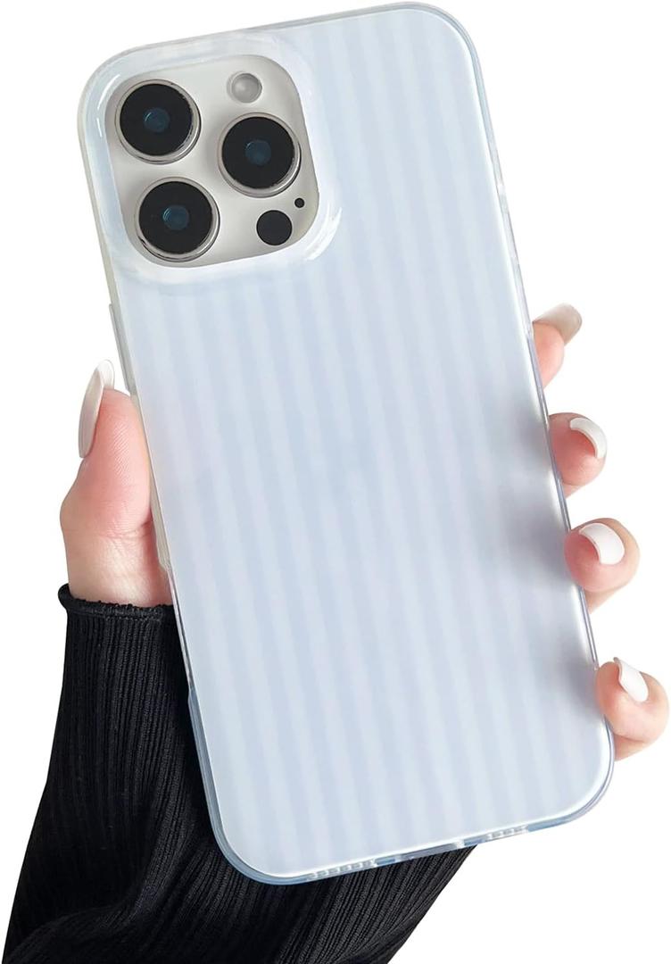 Compatible with iPhone 12/12 Pro Case, Fashion Cute Striped Aesthetic Design for Women, Soft TPU Shockproof Phone Case for iPhone 12/12 Pro 6.1 inch, Blue
