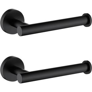 TASTOS Toilet Paper Holder SUS304 Stainless Steel Round Size Matte Black 2 Pack