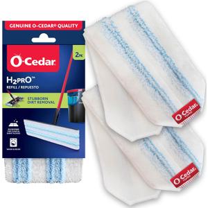 O-Cedar Genuine H2prO Mop Pads (Pack of 2) | Machine Washable | Reusable Refills | Microfiber Mop Head Replacements | Removes 99% of Bacteria (White)