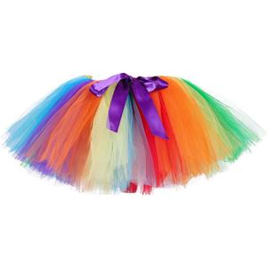 Rainbow Tutu Skirt for Women 80s Vintage Ballet Ballerina Adult Costume with Adjustable Bow Carnival Party, One Size