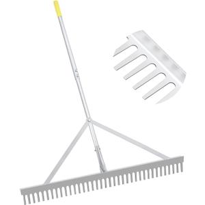 Landscape Rake 36'', Aluminum Rakes with Lightweight 69'' Handle, Landscaping Rake Tool for Lawn Care, Beach