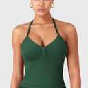 YEOREO SoftHue Impact Longline Strappy Top Women's Halter Workout Tank Tops Backless Gym Longline with Adjustable Strap (Gray, S)