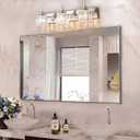 Chrome Light Fixtures, 3 Light Bathroom Vanity Light with 42pcs Crystal Sheet, 22in Modern Vanity Light, Bathroom Lighting Fixtures Over Mirror  Chrome & Round, 3-Light