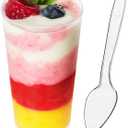 Zezzxu 50 Pack 3 oz Dessert Cups with Spoons, Mini Shooter Cups for Desserts, Small Plastic Shot Glasses for Serving Appetizers Cheesecake Puddings Mousse