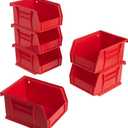Akro-Mils 30210 AkroBins Plastic Storage Bins, Space-Saving Stackable Bins for Garage, Pantry, Craft Organization, 5" x 4" x 3", Red, 6-Pack