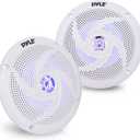 Pyle Marine Speakers - 5.25 Inch 2 Way Waterproof and Weather Resistant Outdoor Audio Stereo Sound System with LED Lights, 180 Watt Power and Low Profile Slim Style - 1 Pair - PLMRS53WL