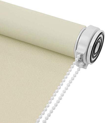Skansen Tension Roller Blinds Blackout Fabric Custom Made Any Size from 20-90 inch Wide Energy Saving Block 100% Light Window Shades for Home, Hotel, Club, Restaurant (Beige)