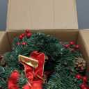 Ceenna Set of 6 Prelit Lighted Christmas Wreath 15 Inch Prelit Christmas Wreath with Large Buffalo Bow Battery Operated with 8 Modes Timer Remote Holiday Indoor Outdoor Decor(Multi Colors, Retro)