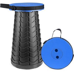 Hesanzol Portable Telescoping Stool, Retractable Folding Stool for Camping Garden Fishing Hiking Travel BBQ, Adjustable Collapsible Stools Max Load 400lbs (Blue)