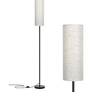 FRIDEKO HOME Floor Lamp with Beige Shade, Simple Design with Foot Pedal Switch, Small Tall Lamps for Living Room Bedroom Office, Corner Floor Stand Light with Black Pole Lamp (No Bulb/No Remote)