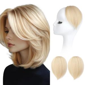 REECHO Clip in Hair Volumizer, 2PCS 6 inch Short Thick Clip in Hairpieces Adding Extra Volume Hair Extensions for Women (Natural Blonde)