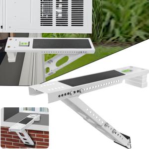 Window Air Conditioner Support Bracket,Adjustable Anti-slip shock-absorbing mat Window AC Safe Support Bracket Installs From Inside the House Built-in bubble level window AC Mount Bracket up to 165lbs