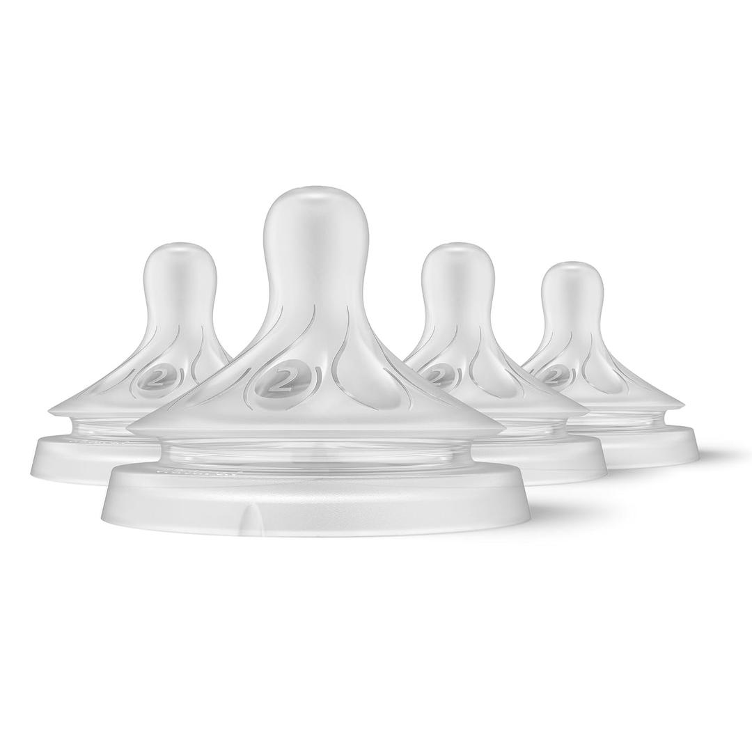 Philips Avent Natural Response Nipple, Slow Flow (Flow 2), 4-Pack, SCY962/04 (4 Count (Pack of 1))