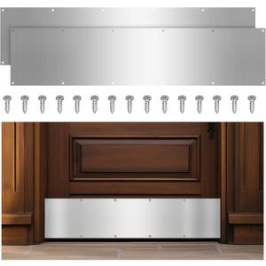 8 x 36 Inches Door Kick Plate with Screws, 2 Sets Satin Aluminum Kick Plates for Interior/Exterior Doors - Anti-Scratch Protection for Wood Metal Doors (2 Sets)