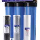 PFAS Reduction 3-Stage Whole House Water Filter System | PFAS Chlorine Reduction, 3 Stage Filtration,1" NPT Brass Ports, BPA-Free,Leak-Free, Drain Valves Included, 20*4.5inch filters