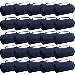 25 Ct of Roll-Up Blankets for Camping, Travel, Outdoors, Beach, Picnics  Dark Blue  Hook + Loop Closure for Easy Use in Cars & on Airplanes  Customizable for Promotions & Events