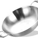 LOLYKITCH 14.5 Inch Tri-Ply Stainless Steel Chef's Wok Pan,Deep Stir-Fry Pan,Jumbo Cooker,Induction Cooking Pot,Dishwasher and Oven Safe