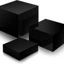 Set of 3 Acrylic Display Risers - 5 Sided Boxes With Hollow Bottoms, Nesting Cubes Display Stand Shelf for Cosmetic, Food, Collectibles, Jewelry, Figures Show (Black)