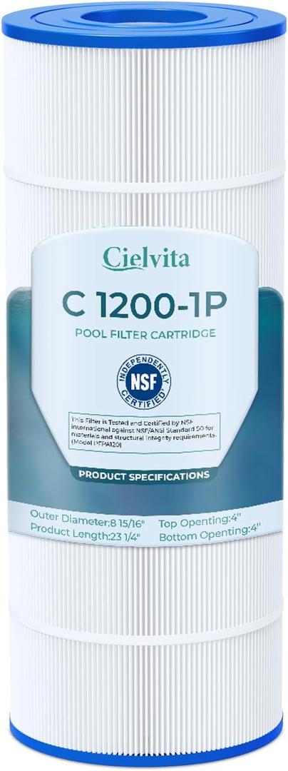 Cielvita C1200 4 oz Media Pool Filter Cartridge Replacement for Hayward StarClear Plus C1200 CX1200RE, for Pleatco PA120, for Unicel C-8412, for Filbur FC-1293, NSF/ANSI 50 Certified, 120 sq.ft
