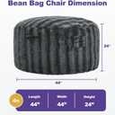 fond + found Adult Bean Bag Chairs 4FT Large Lounger, Wave Cover, Grey | Portable Handle, Removable and Washable Cover, Memory Foam Filled, Relaxing, Reading, Medium, Soft Wave Pattern Plush Fabric