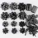 DYSHIPEN 16 Pcs Gift Bows,Bows for Gift Wrapping and Presents,2 Crimped Curling Ribbons,2 Curly Bows,Christmas Bows,for Parties, Birthdays, Weddings. (Black, 3.5in+2.5in)