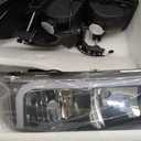 LED DRL Headlights Assembly Compatible with 1999-2007 GMC Sierra/2000-2006 Yukon XL 1500 2500 No Denali Models Replacements Clear Reflector Black Housing