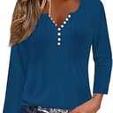 Disamer Womens T Shirts 2024 Fashion Tops Long Sleeve Pleated Dressy Casual Button Down Blouses Fall Clothes（S.Blue