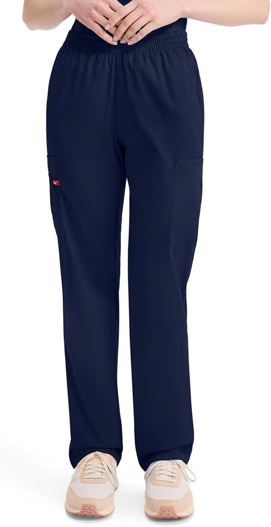 Dickies EDS Signature Scrubs for Women, Elastic Waist Pull-On Cargo Pants for Women in Soft Brushed Poplin - 86106 (Blue, XL)