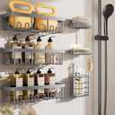 Veken 6-Pack Rustproof & Waterproof Shower Caddy, Adhesive Shelves Rack, Large Capacity Bathroom, College Dorm & Apartment Organizers, No-Drill Wall Mount Living Room & Bedroom Decor, Light Grey