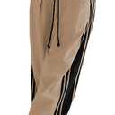 Hongsui Women's Wide Leg Pants Drawstring High Rise Side Striped Slouchy Palazzo Pants with Pockets (Large, Khaki)