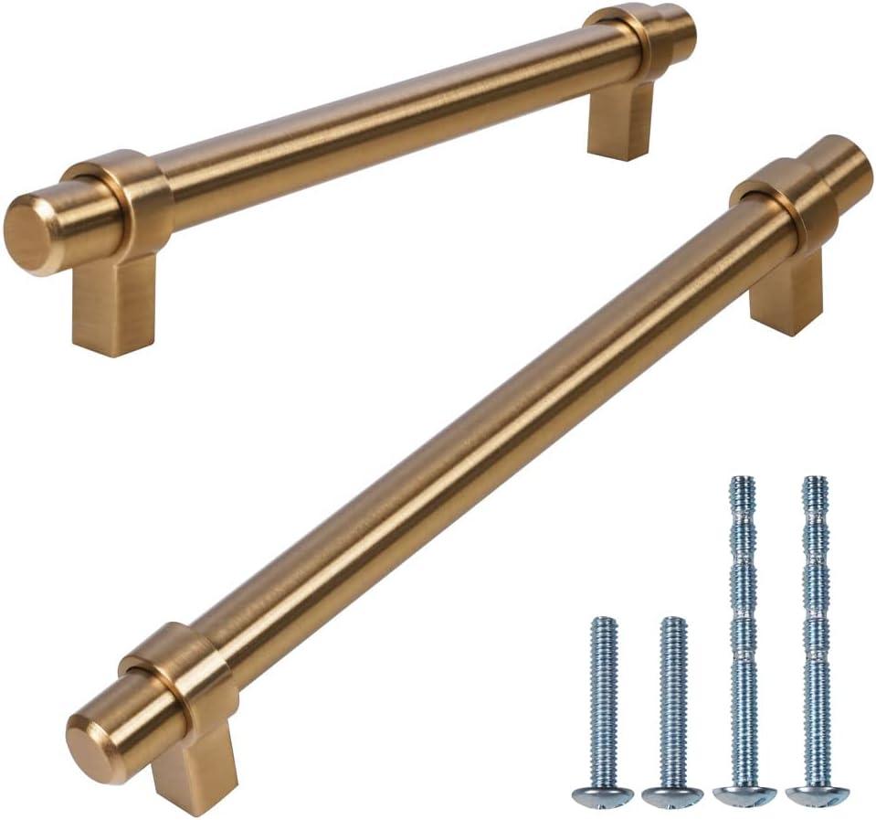 Triumph Hardware Gold Brushed Cabinet Handles,10 Pack,Brass Cabinet Pull,Drawer Handles Furniture Dresser Golden Pulls,Champagne Bronze Cabinet Pulls (7-1/2" Inch (192mm))