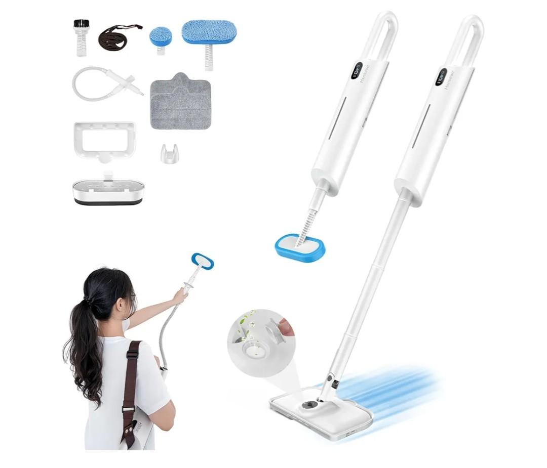 Steam Mop All-in-one for Floor Cleaning, MultiPurpose Steam Cleaner for Home with LED display screen, Detachable Handheld Floor Steamer with Scent Container and strap for Hardwood,Tiles and Carpet