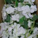 60 Branches Wisteria Hanging Flowers, 4Pcs Wisteria Artificial Flowers Garland, Artificial Wisteria Vine Silk Hanging Flower for Home Garden Outdoor Ceremony Wedding Arch Floral Decor (White)